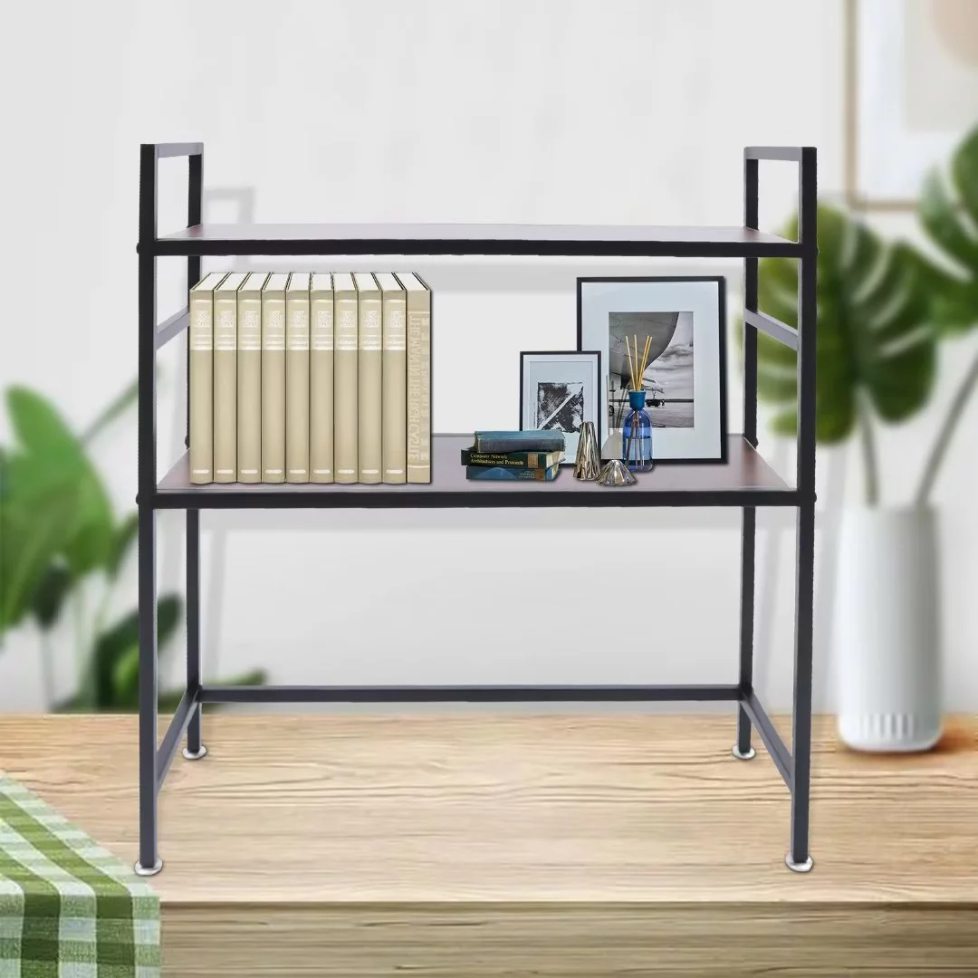 TFCFL 27.56inch 2-Tier Desktop Bookshelf H-Shaped Multipurpose Wooden Adjustable Display Shelf Organizer for Dorm Office Home