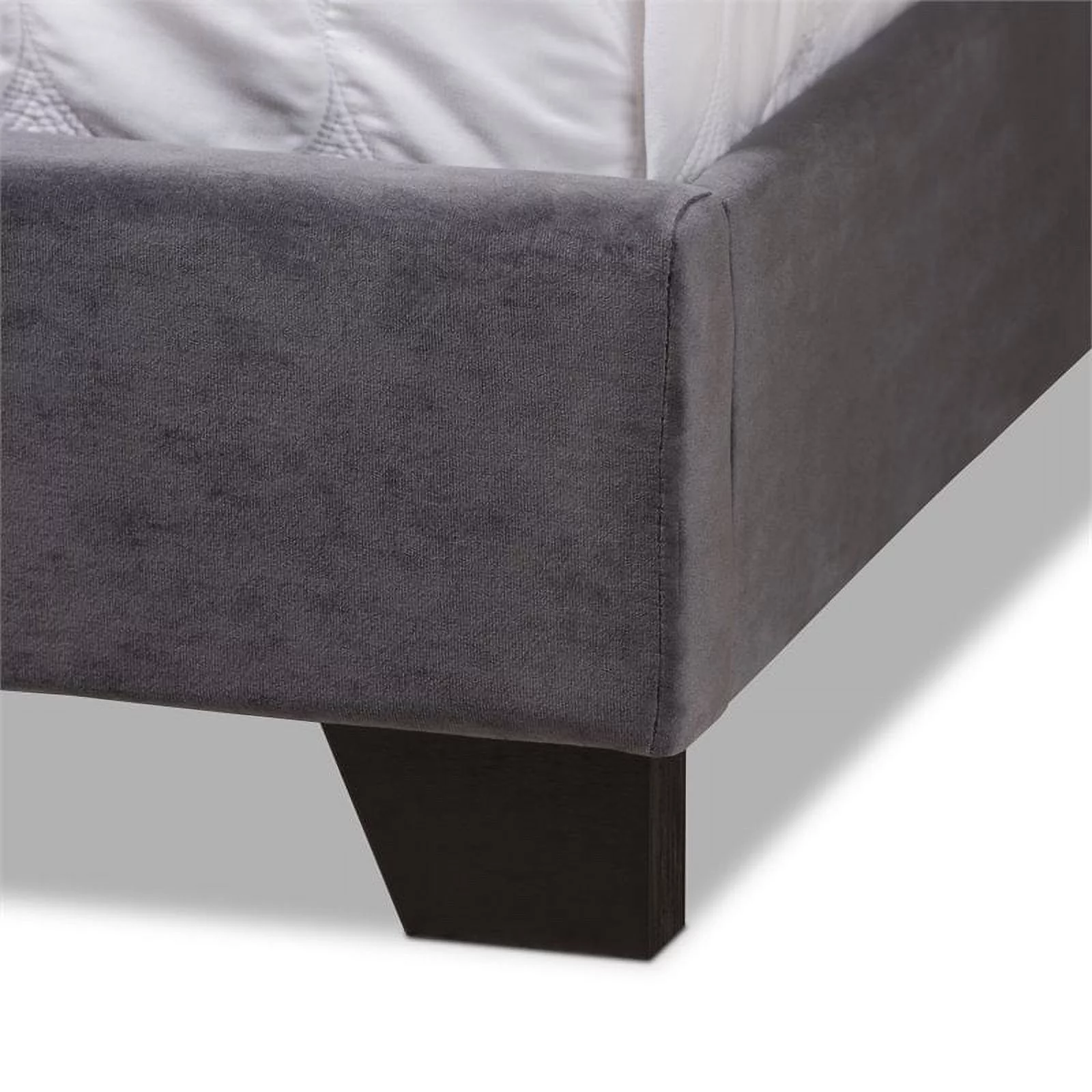 Bowery Hill Modern Button Tufted Velvet Upholstered King Bed in Gray