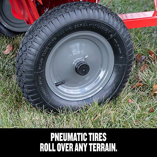 CRAFTSMAN, CMXGZBF7124355, 750-lb Capacity Steel Tow Behind Dump Cart, 12 Cubic Feet Capacity, Removable Tailgate - Garden Utility Trailer, 16” x 4” Pneumatic Tires