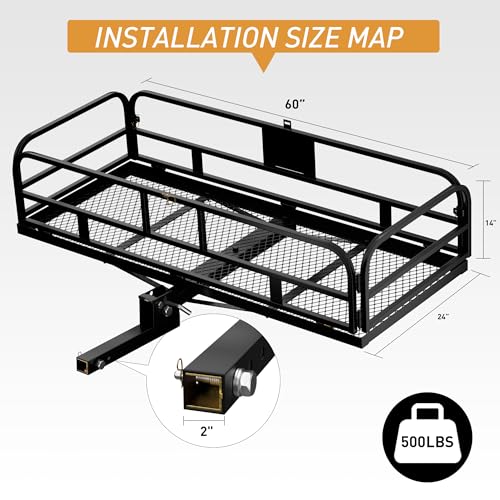 Wildroad Hitch Cargo Carrier 500 LBS Capacity Vehicle Trailer Baskets 60