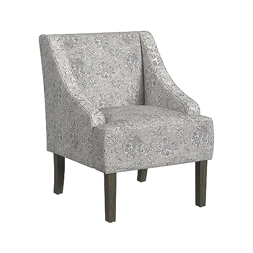 HomePop Velvet Swoop Arm Accent Chair, Suri Blue
