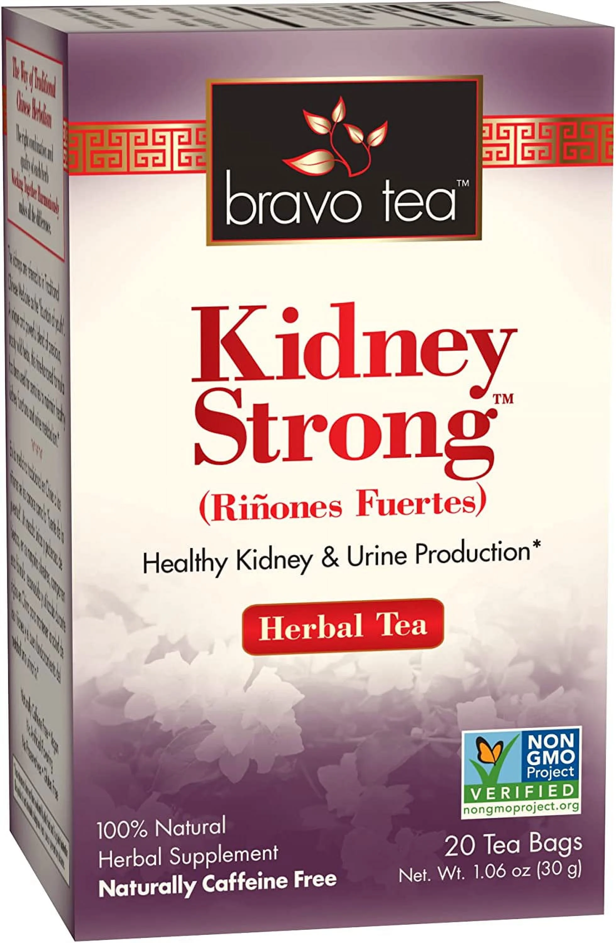 Bravo Tea Kidney Strong Herbal Tea Caffeine Free, 20 Tea Bags, 6 Count