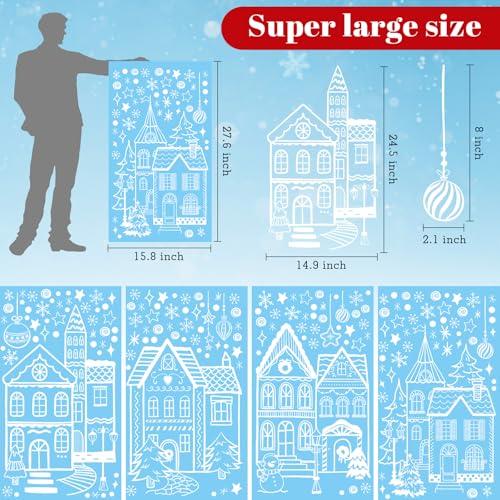 Large Christmas Window Clings White House Window Clings for Glass Windows White Snowflake Window Stickers