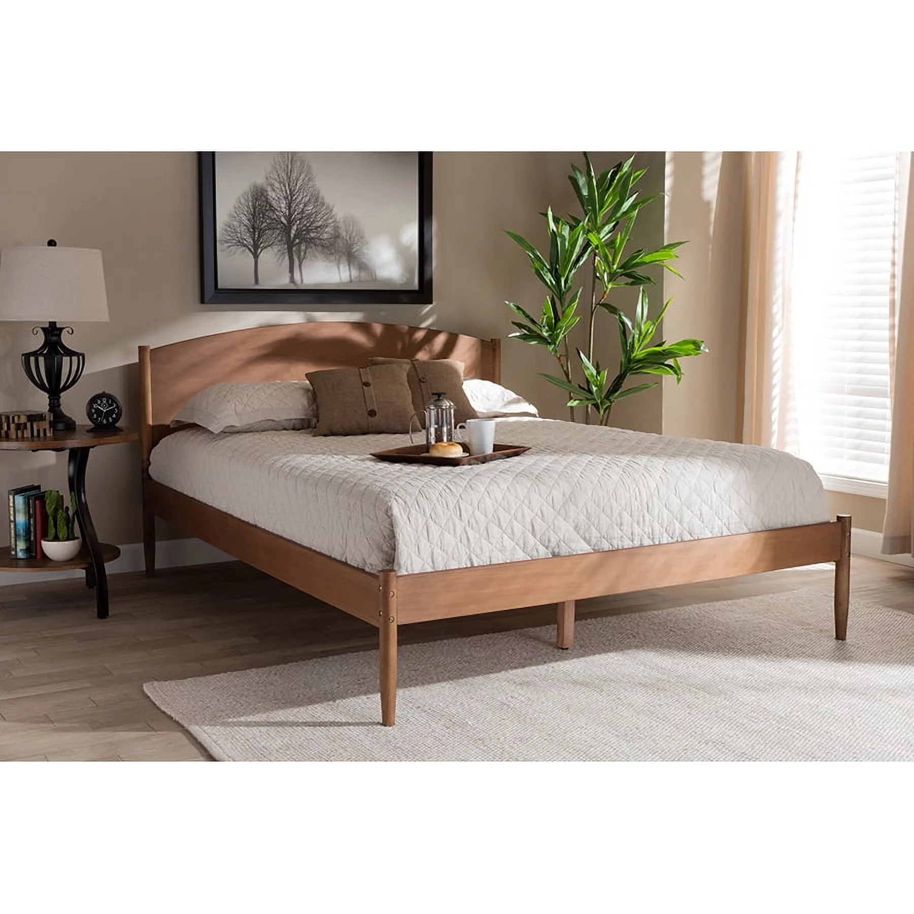 Baxton Studio Studio Leanora Mid-Century Wood Platform Bed, King, Walnut