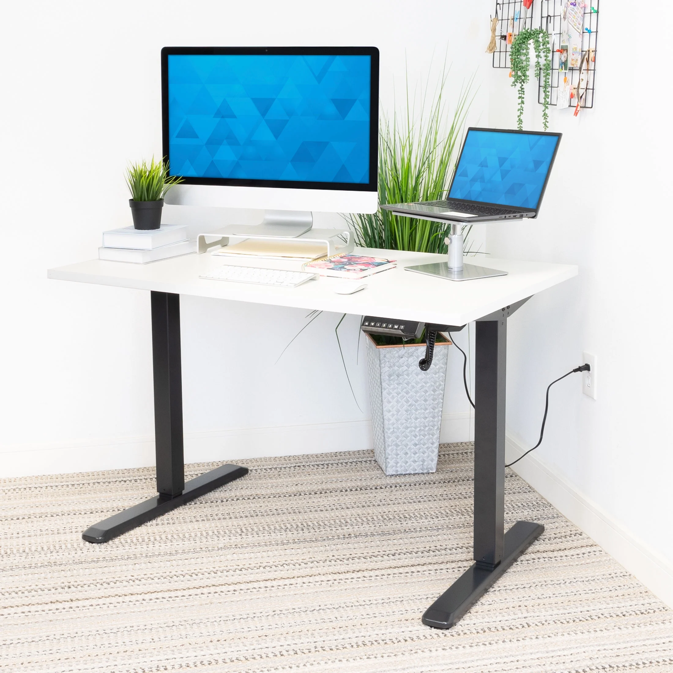 Mount-It! Electric Sit-Stand Desk with Tabletop, Maple, Ergonomic