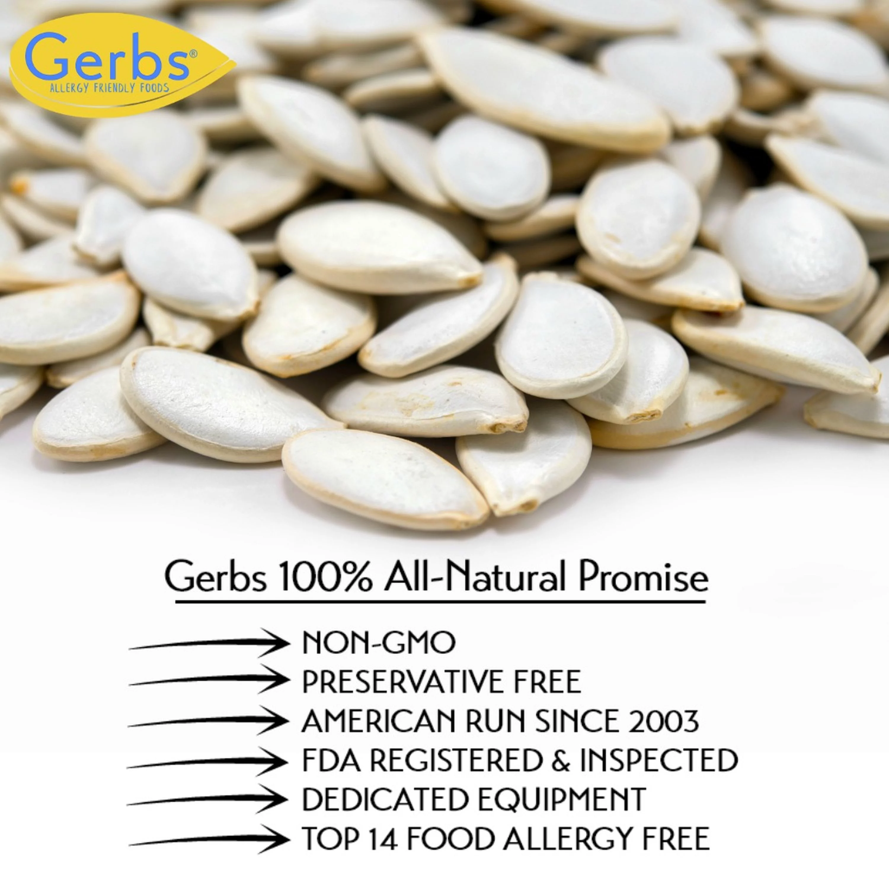 Jumbo Raw Pumpkin Seeds In Shell by Gerbs - 2 LBS - Top 14 Food Allergen Free & Non GMO - Vegan & Kosher