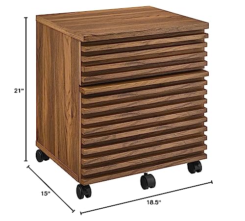 Modway EEI-5704-WAL Render Wood File Cabinet, Walnut