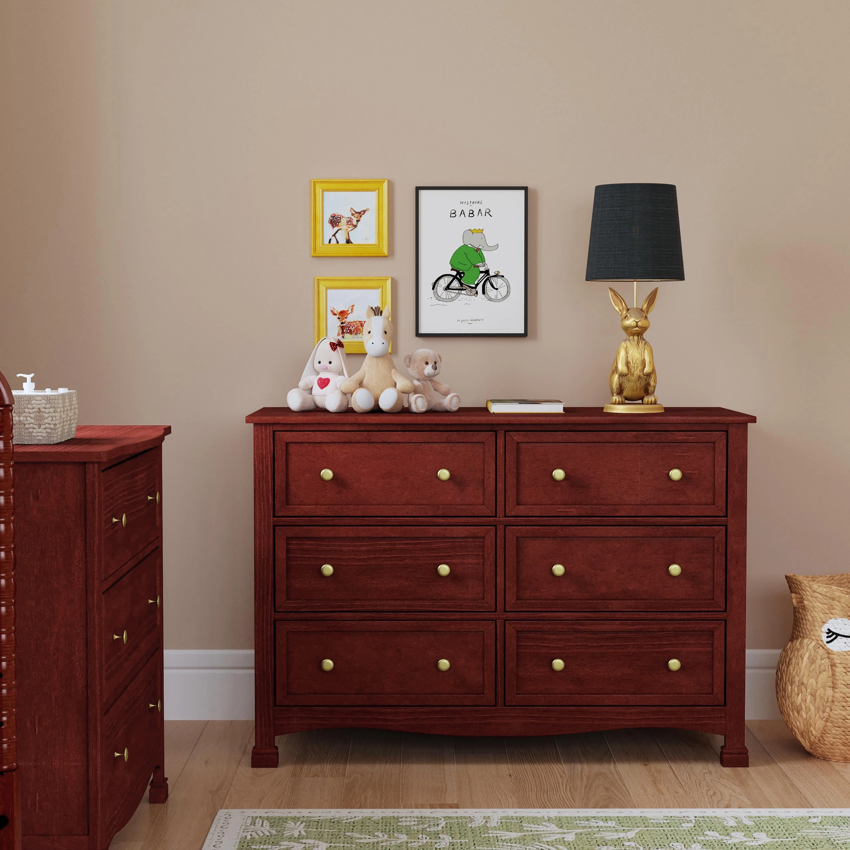 DaVinci Kalani 6-Drawer Double Wide Dresser, Rich Cherry