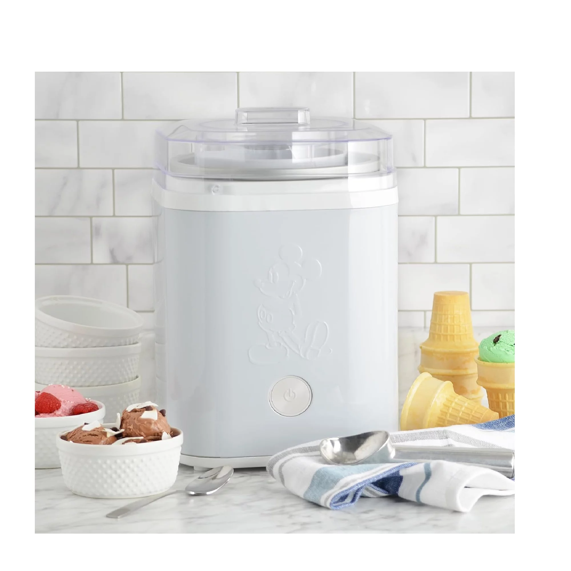 Disney DCM-800WH Mickey Mouse 2 Quart Electric Ice Cream Maker, White