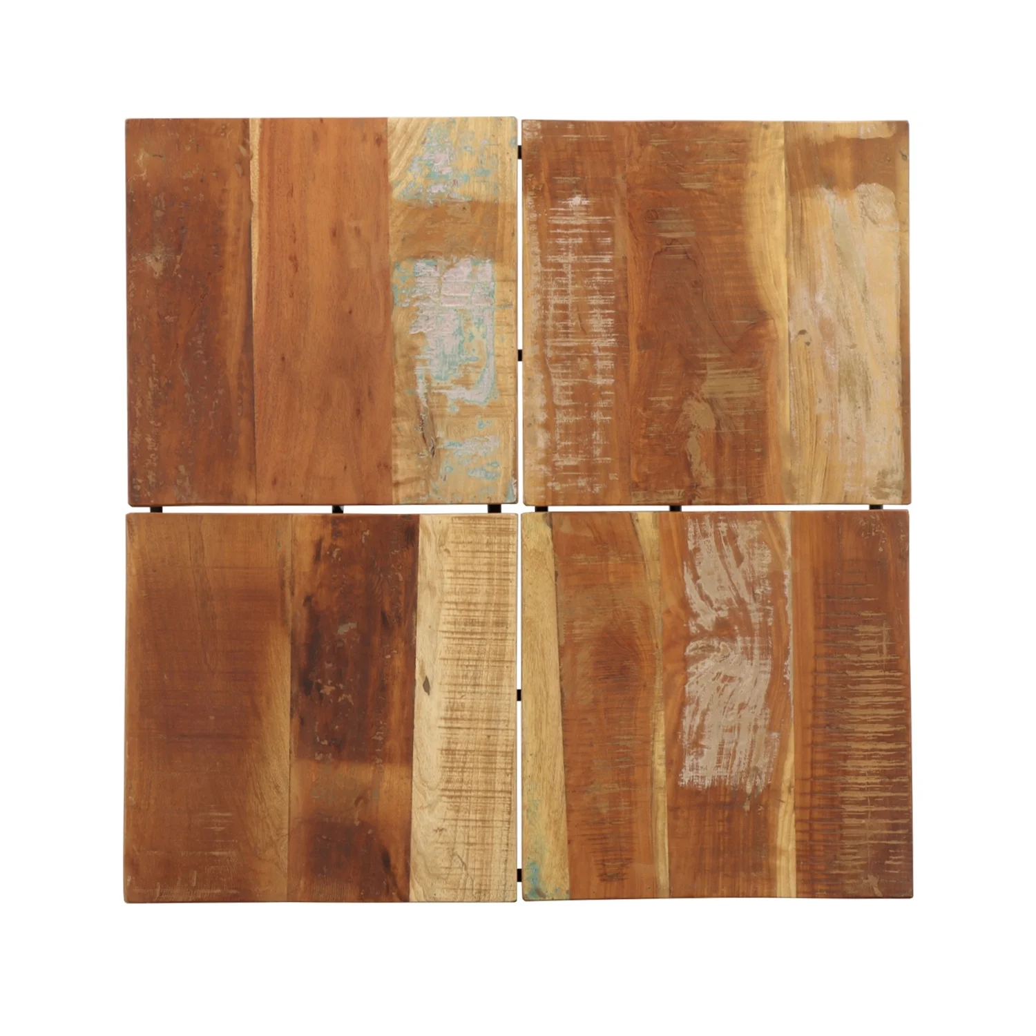 Coast to Coast Scarlett Midcentury Reclaimed Wood & Iron Square Pyramid Cocktail Table