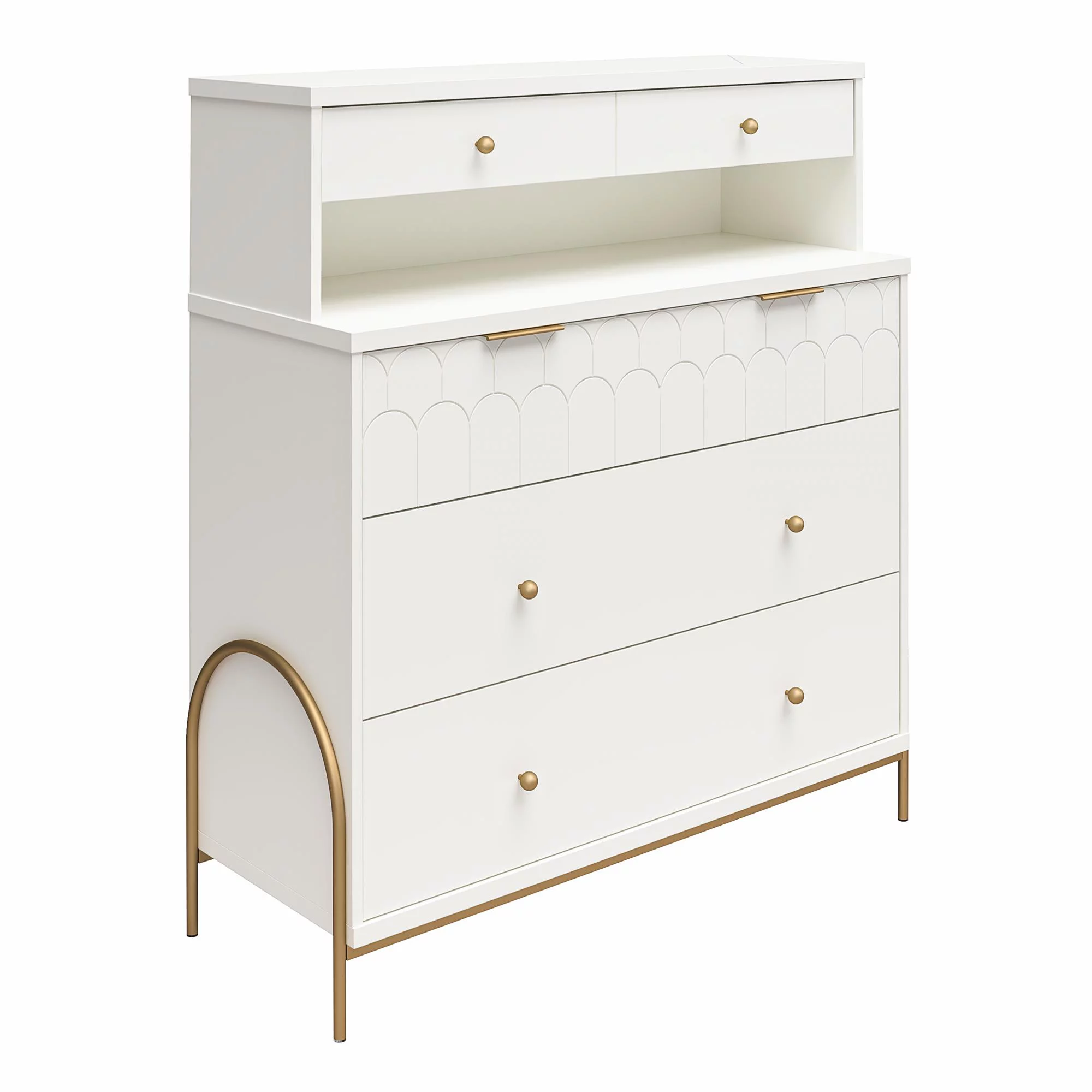 CosmoLiving by Cosmopolitan Anastasia 4 Drawer Dresser w/ Hutch, White