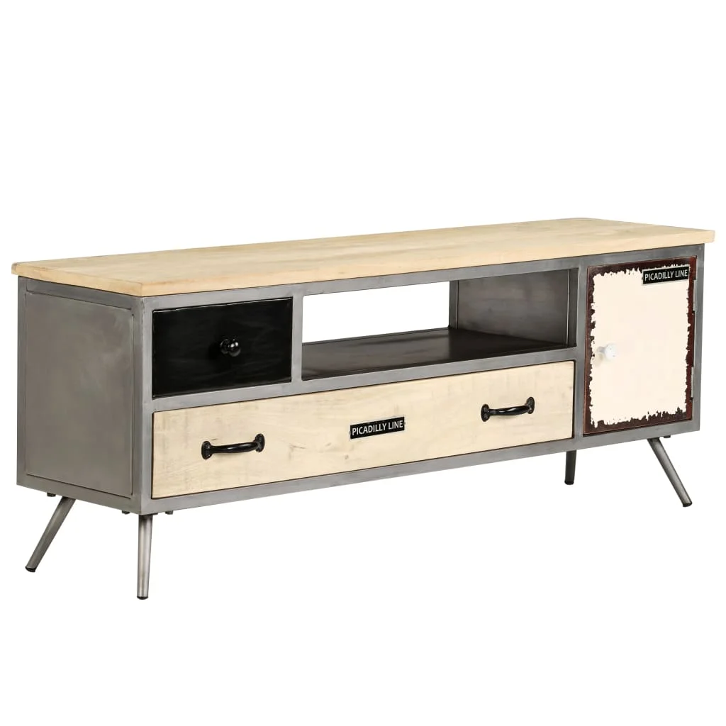 TV Stand Solid Wood Mango and Steel 47.2