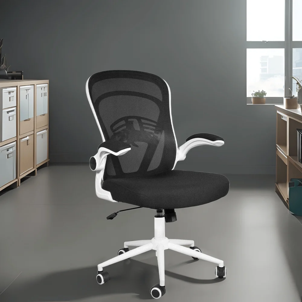 HomeZeer Desk Chairs with Wheels, Recline Office Chair with Adjustable Arms, Ergonomic Mesh Office Chair with 300 lbs, Black/White