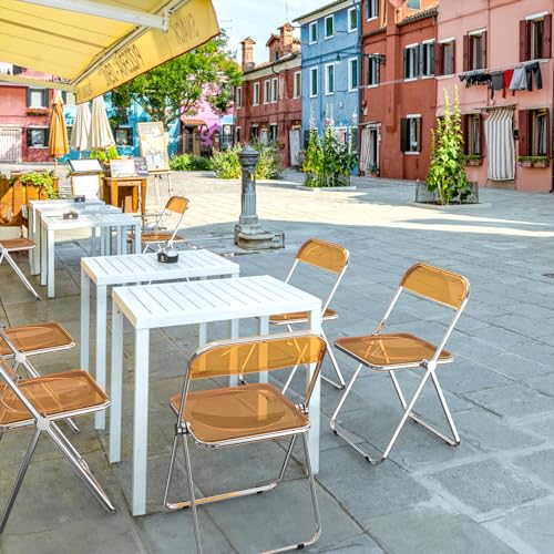 VINGLI Acrylic Folding Chairs 2 Pack, Clear Chair Foldable and Stackable, Plastic Panel & Metal Chrome Frame, Weight Capacity 350 lbs, Transparent