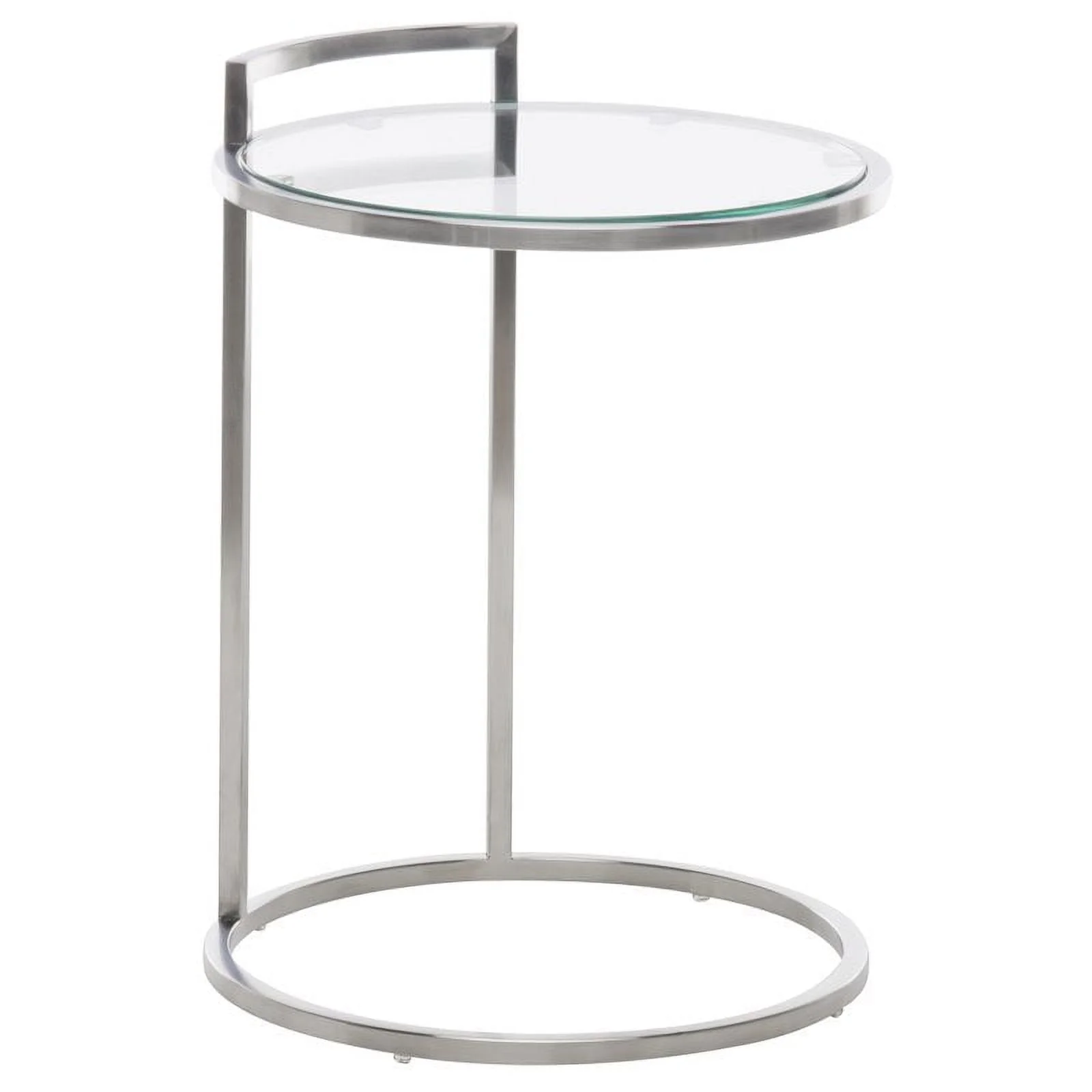 Home Square Lily Round Glass Top End Table in Silver - Set of 2