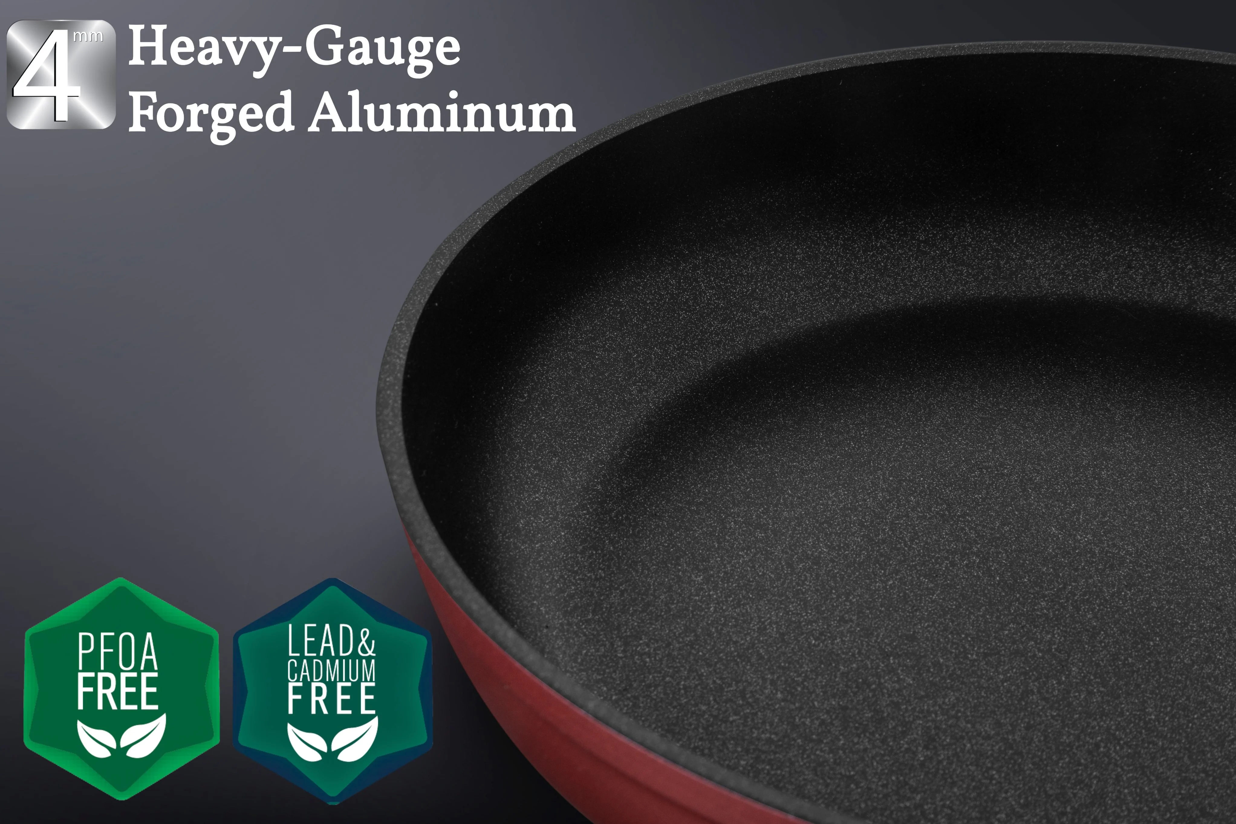 Saflon Titanium Nonstick 11 Inch Wok / Stir Fry Pan with Tempered Glass Lid 4mm Forged Aluminum with PFOA Free Scratch Resistant Coating Dishwasher Safe