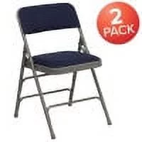 Flash Furniture 2 Pack HERCULES Series Curved Triple Braced & Double Hinged Navy Fabric Metal Folding Chair