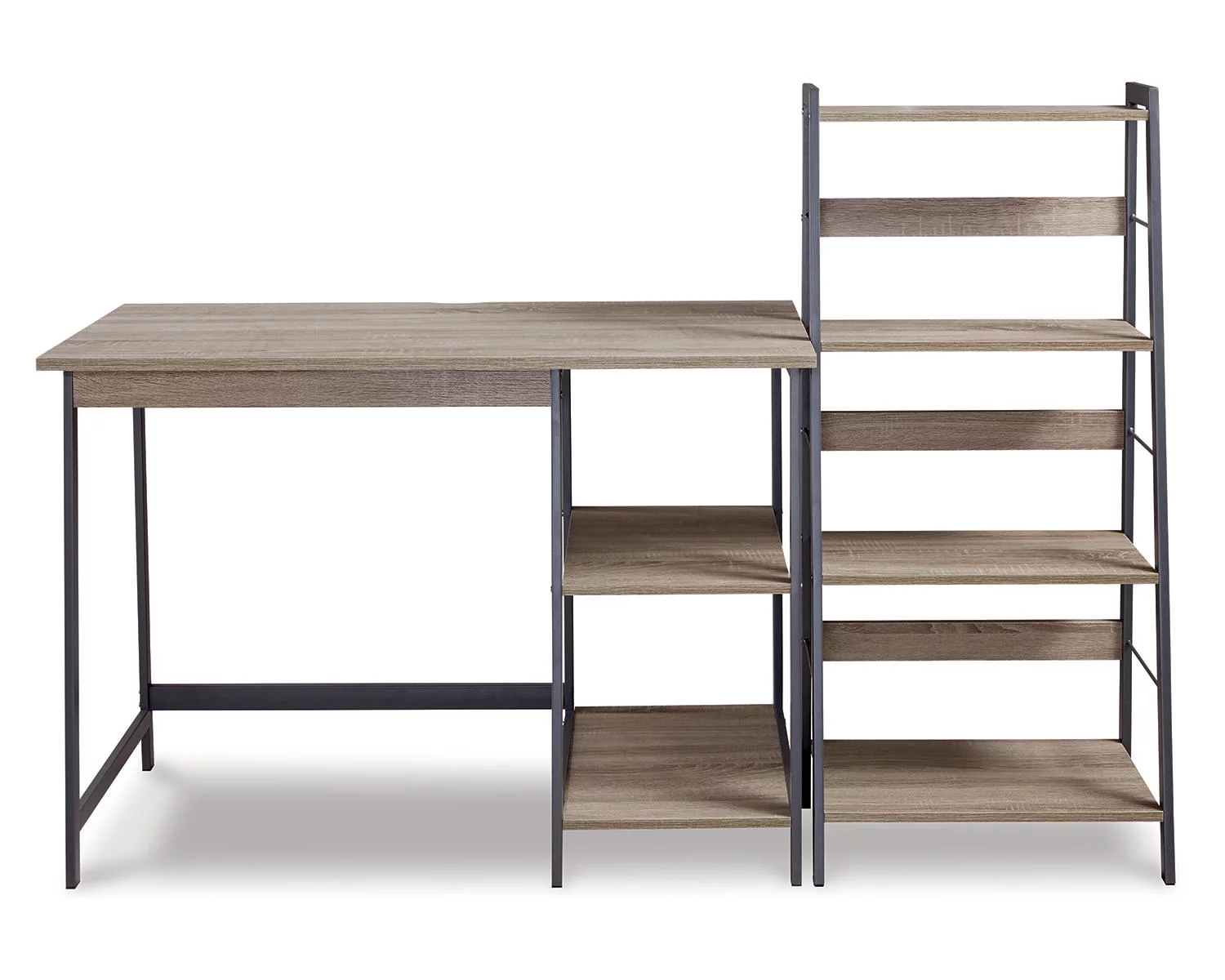 Signature Design by Ashley Casual Soho Home Office Desk and Shelf  Light Brown/Gunmetal