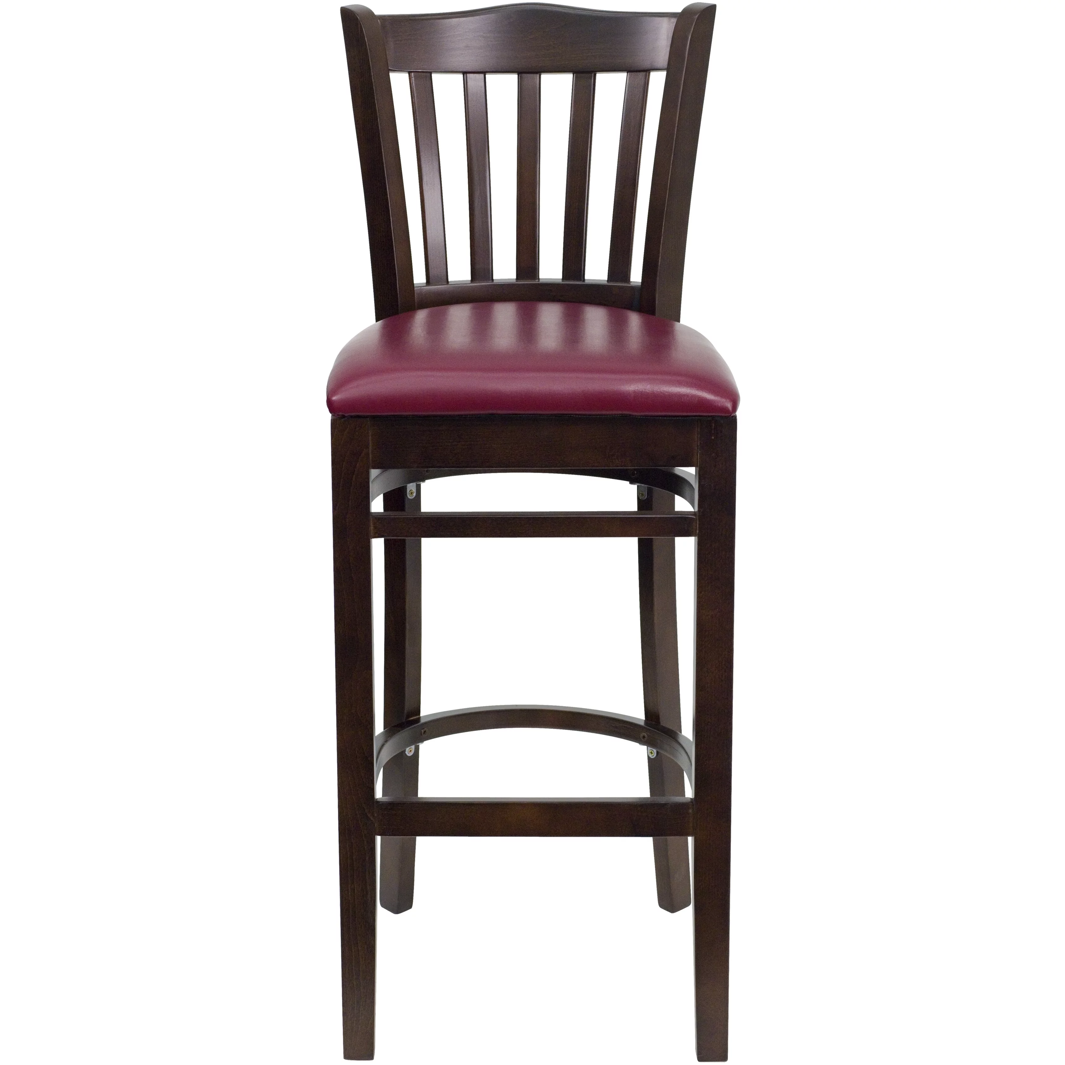 BSD National Supplies Riverdale Walnut Wood Burgundy Upholstered Classic Bar Stools 2 Riverdale Walnut Wood Bar Stools