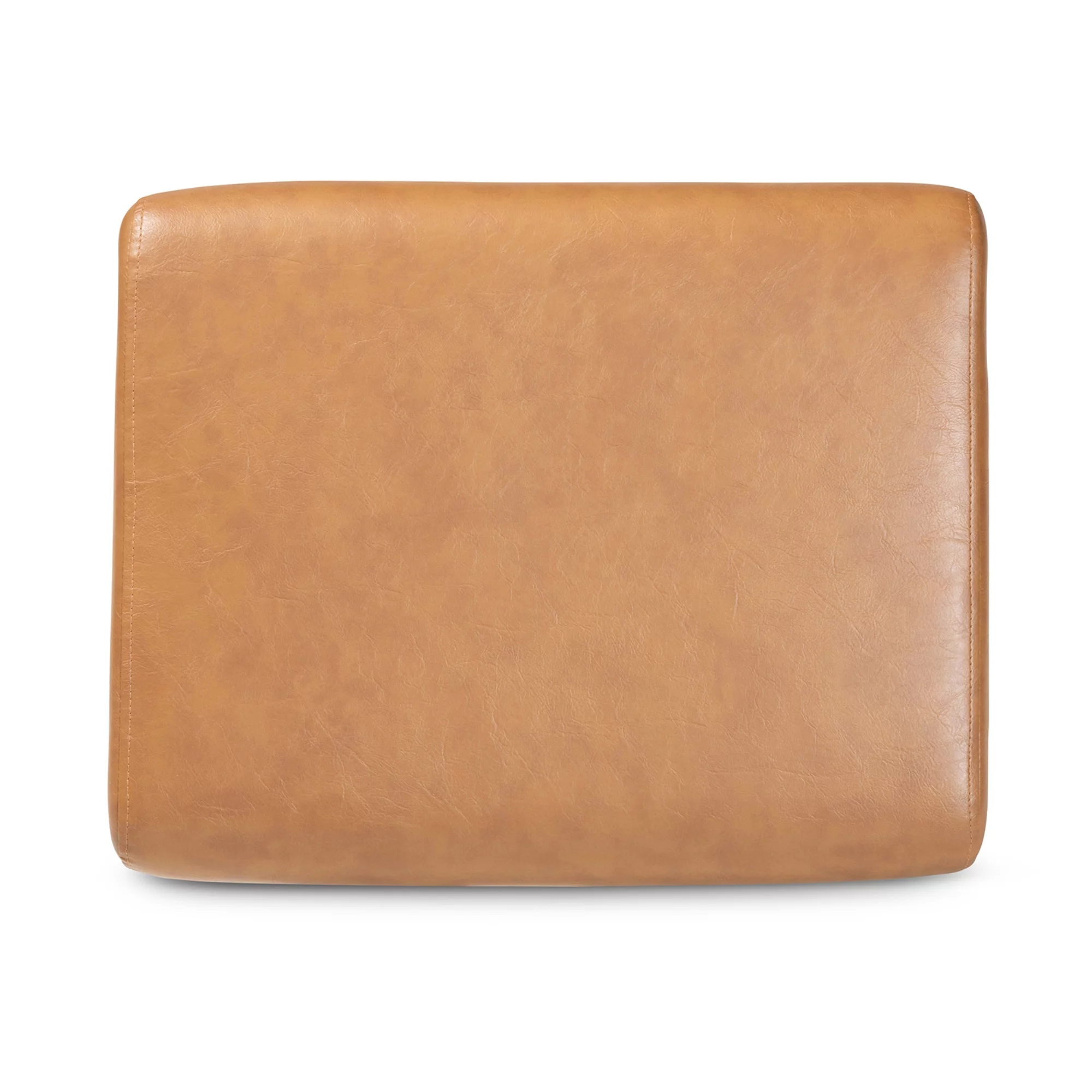 Baxton Studio Bianca Mid-Century Modern Walnut Brown Finished Wood and Tan Faux Leather Effect Ottoman