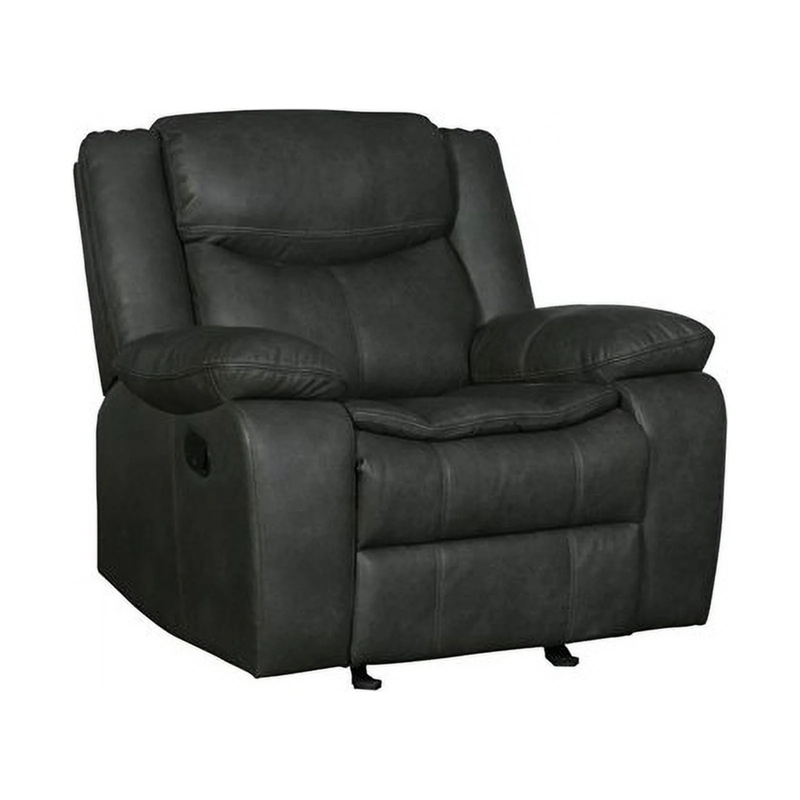 Titan Furnishings Transitional Faux Leather Reclining Sofa Set in Gray