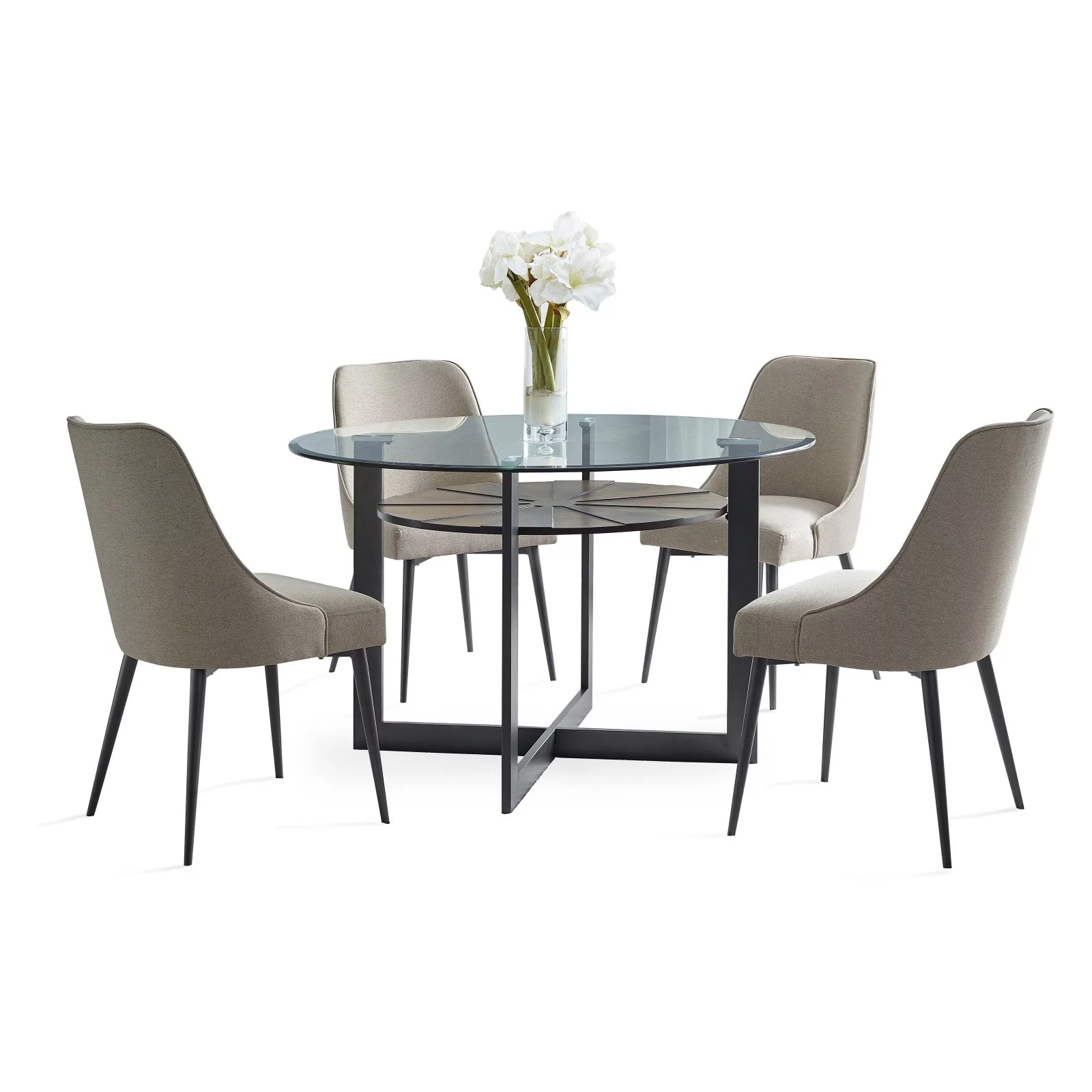 Olson Medium Brown Metal Base Dining Table