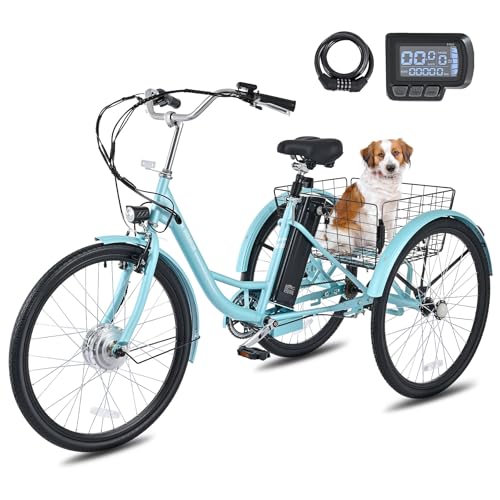 Viribus Electric Tricycle for Adults, 24 inch Electric Trike 250W(Peak 500W) with 468Wh Removable Battery, Motorized Adult Tricycle, 3 Wheel Electric Bike for Seniors, E Trikes 330 lb.