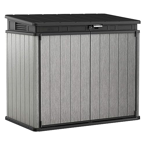 Keter Outdoor Storage Box & Shed for House, Patio & Yard, Elite Store, 4.6 x 2.7 Ft, Gray - Portable Utility Deck and Cabinet for Tools, Equipment, and Garbage