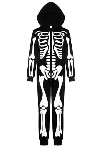 Halloween Skeleton Costume for Men Bone Skin Costume Glow in Dark Adult Skull Onesie