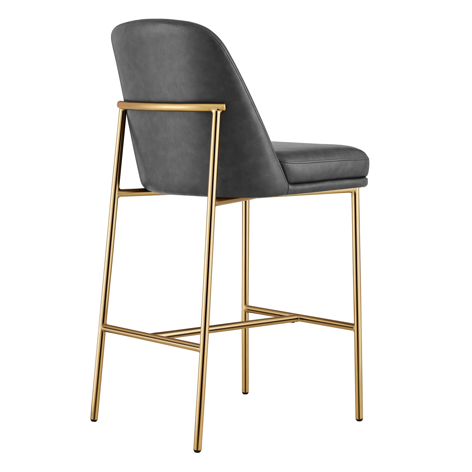 CHITA Modern Counter Height Bar Stool Set of 2, 27 inch Counter Stool with Back & Metal Legs, Faux Leather in Retro Gray