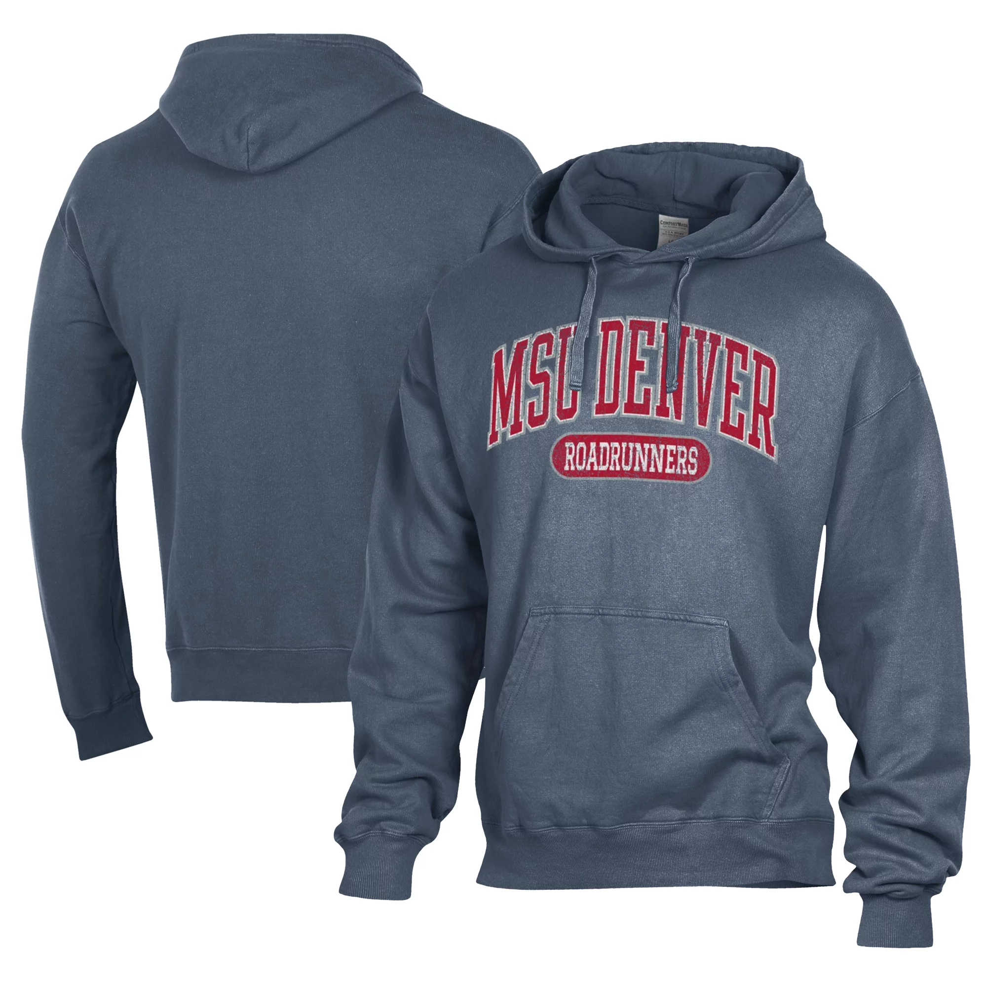 Men's Comfort Wash  Navy MSU Denver Roadrunners Lightweight Fleece Pullover Hoodie