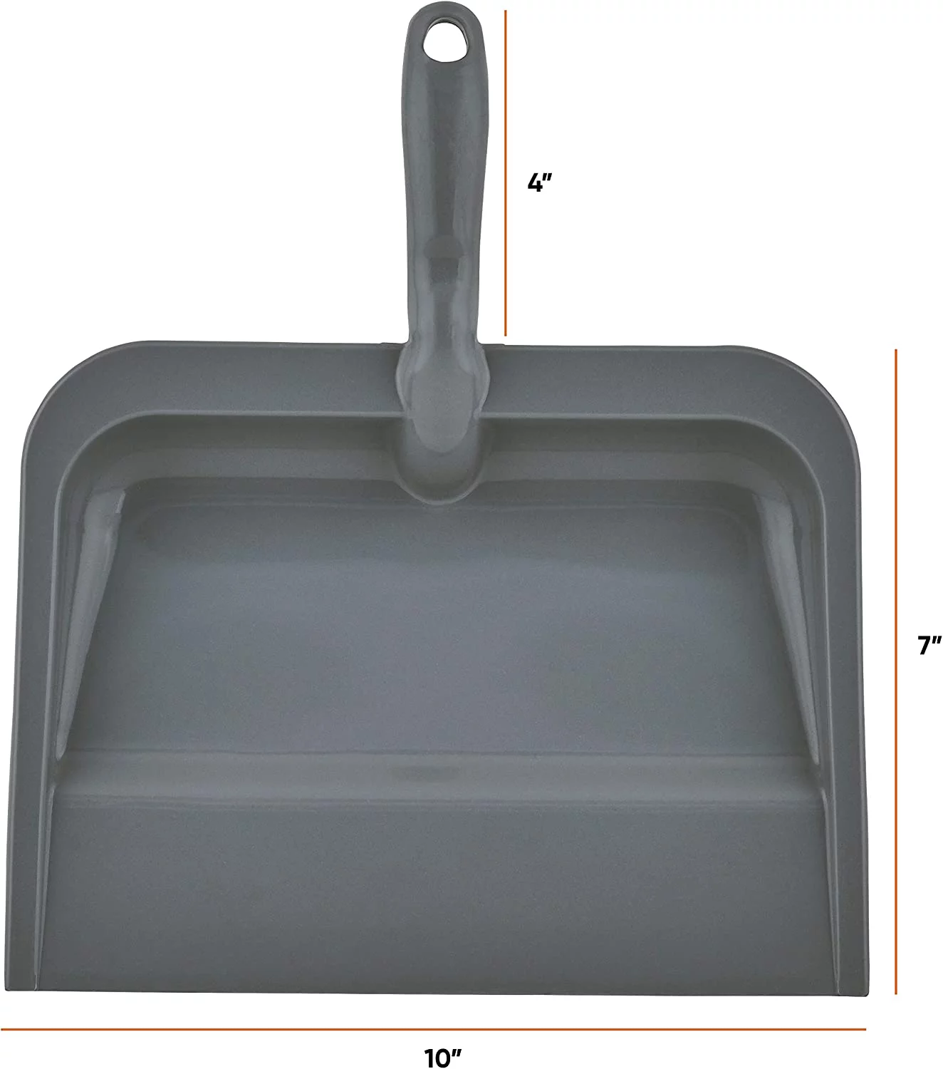 Dustpan With Rubber - 10-Inch Wide Durable Plastic Dust Pan With Comfort Grip Handle, (Plastic Dustpan, Grey)