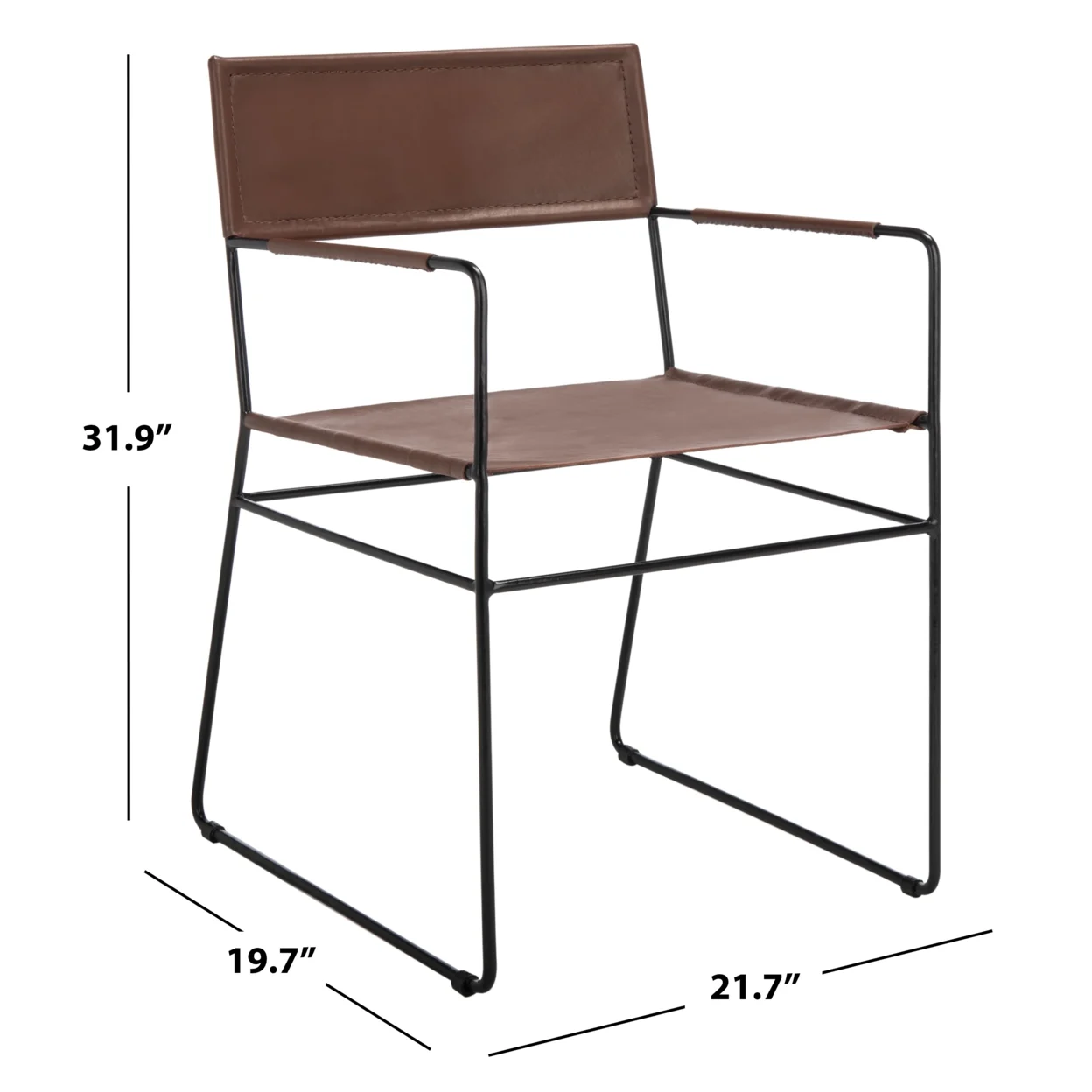 SAFAVIEH Alyx Leather Dining Chair Set of 2 Cognac / Black