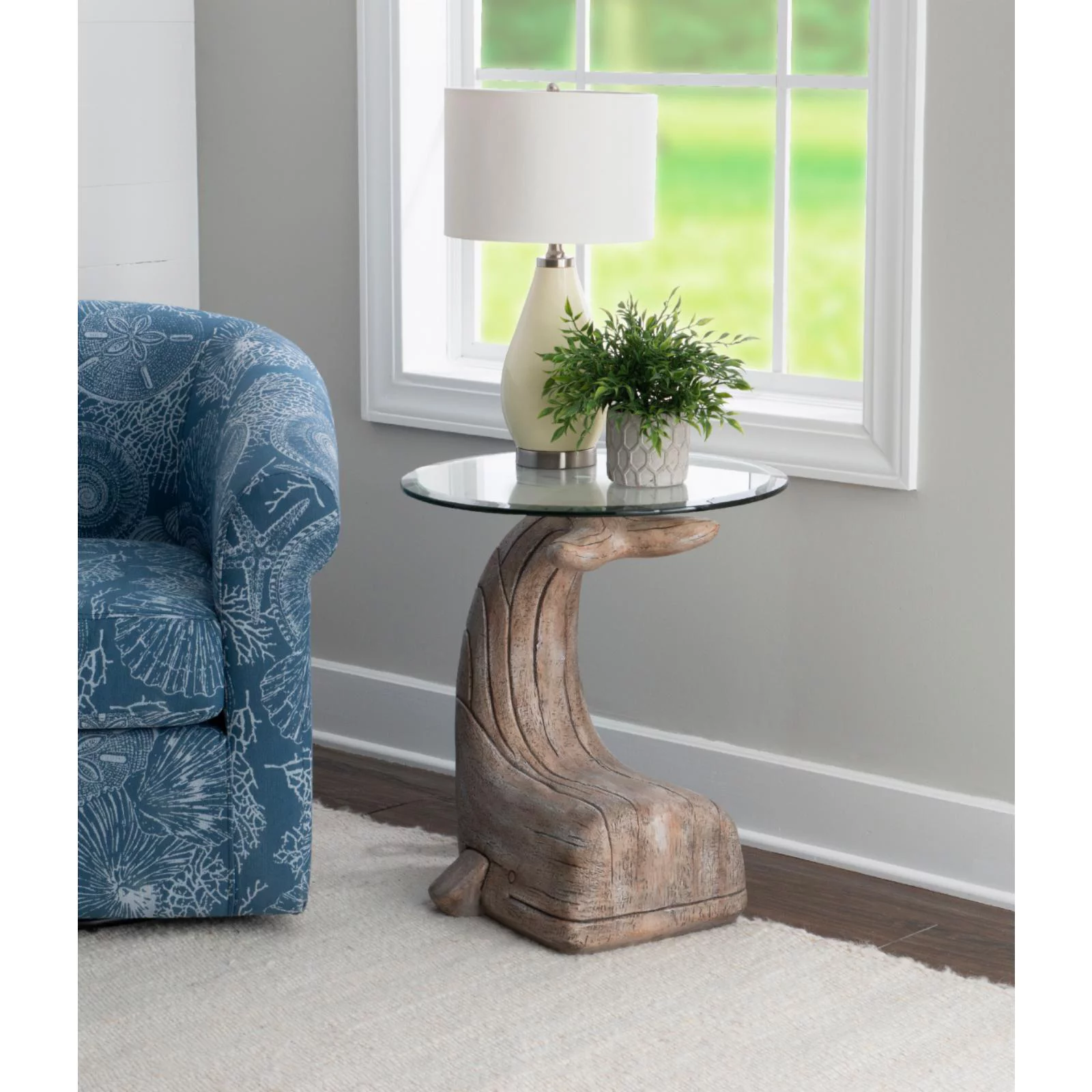 Powell Moby Whale Side Table - Distressed Natural Driftwood