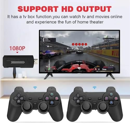 X2+ Game Stick 2.4G Wireless Controller Gamepad Compatiable With GTA/GOW/POP/NFS & 30000+ Retro game Console|Handheld Video Game For Kids,Adults|Play Retro Mini Video Games For TV| Gift| 1Unit