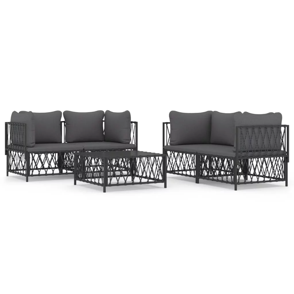 Anself 5 Piece Patio Set with Cushions Anthracite Steel