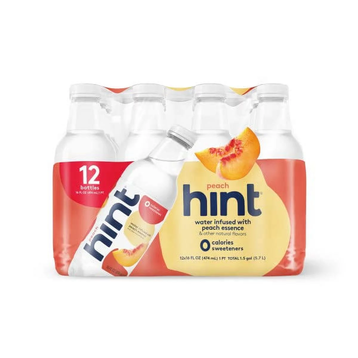 Hint Water Peach, Pure Water Infused with Peach, Zero Sugar, Zero Calories, Zero Sweeteners, Zero Preservatives, Zero Artificial Flavors, 6 Ounce Bottles (Pack of 12)
