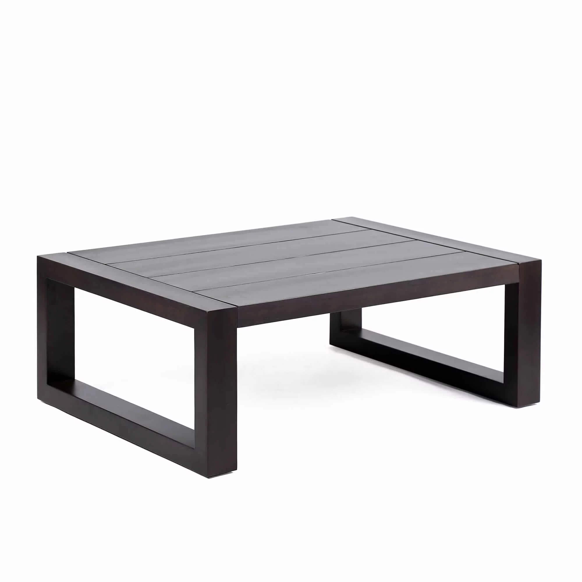 Wooden Outdoor Coffee Table with Plank Design Top, Dark Brown
