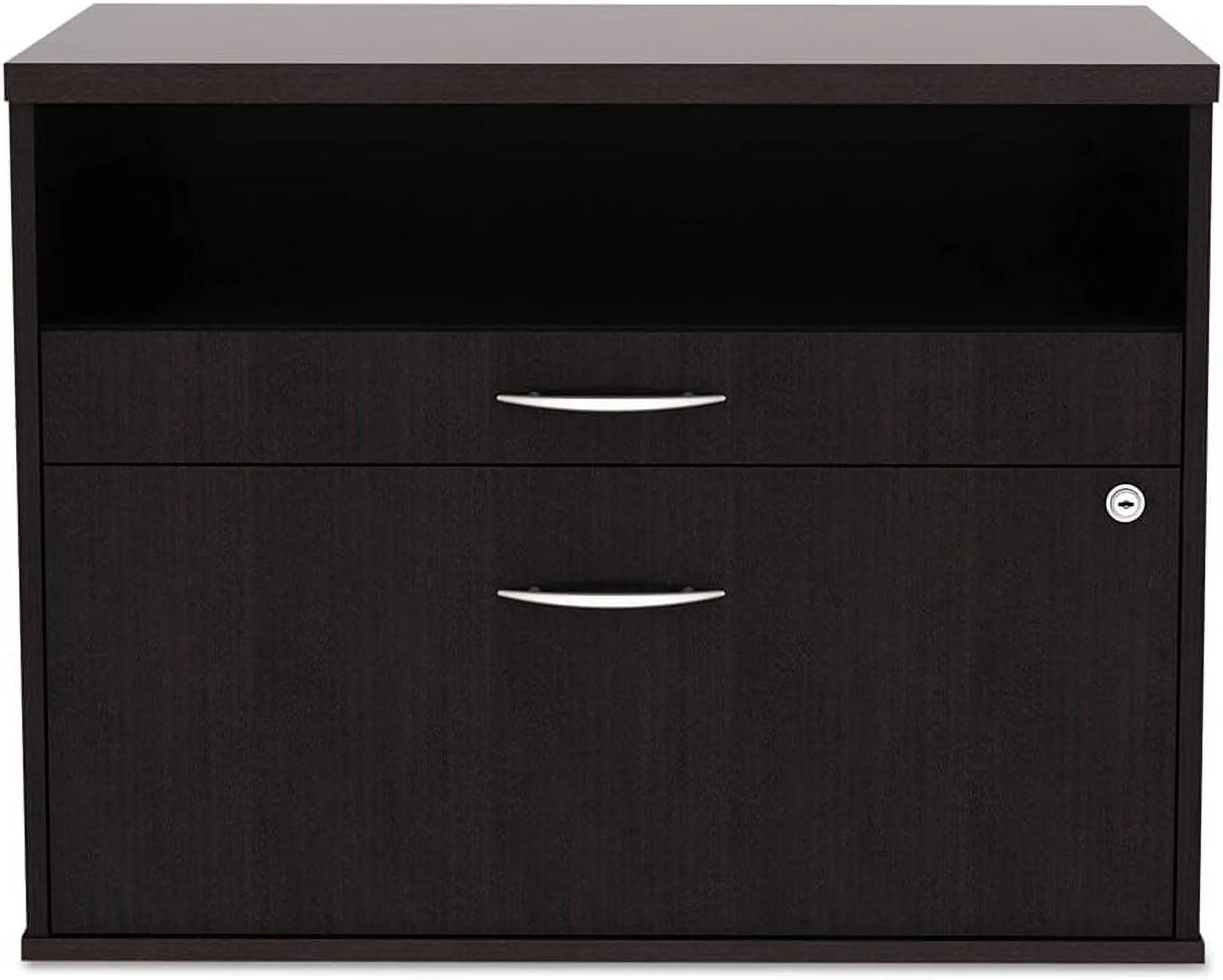 ALELS583020ES Open Office Desk Series 29.5 In. X19.13 In. X 22.88 In. 2-Drawer 1 Shelf Pencil/File Legal/Letter Low File Cabinet Credenza - Espresso