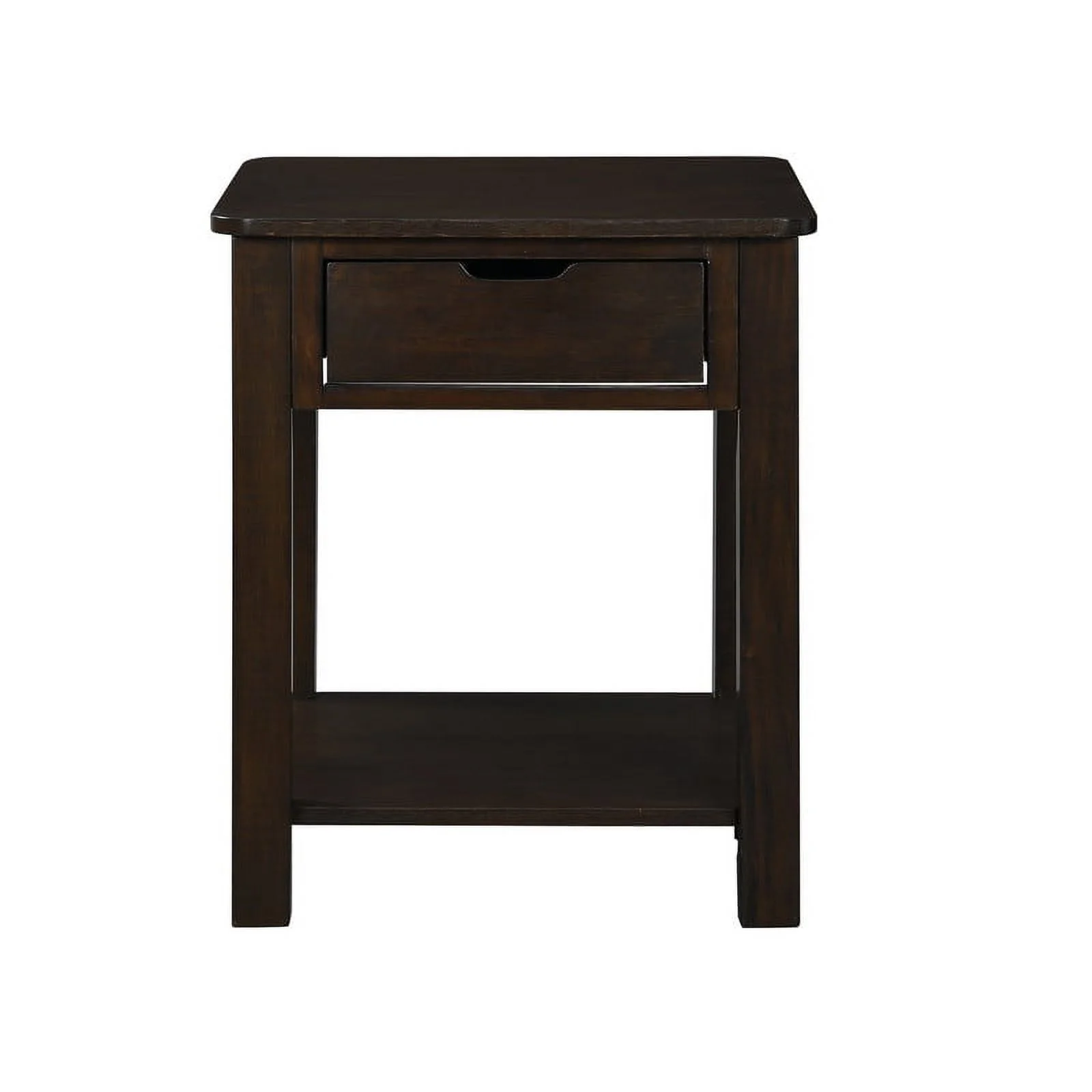 Pemberly Row Dark Brown Engineered Wood End Table with Drawer
