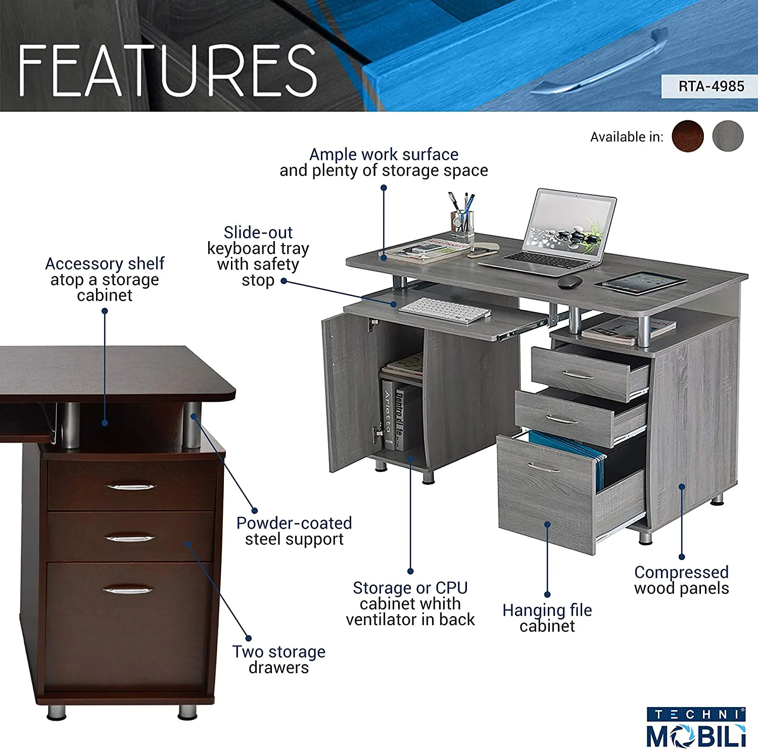 Small Computer Desk In Gray