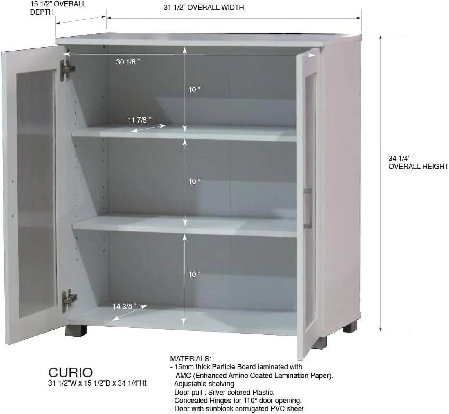 TJUNBOLIFE - Romero Accent  Cabinet  Sideboard Buffet for Kitchen  Living Room  Home Office (White)