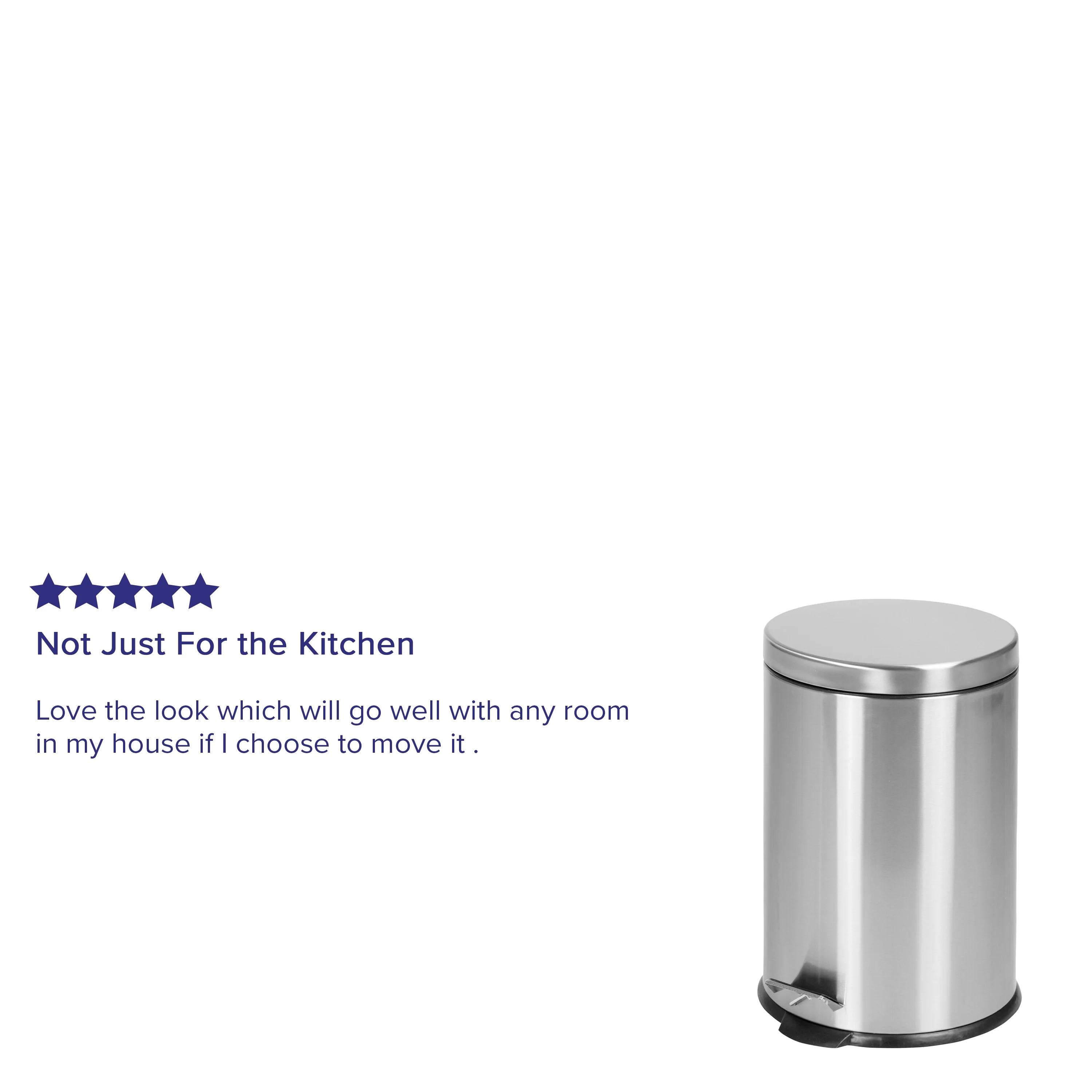 Flash Furniture Round Stainless Steel Fingerprint Resistant Soft Close, Step Trash Can - 5.3 Gallons (20L)
