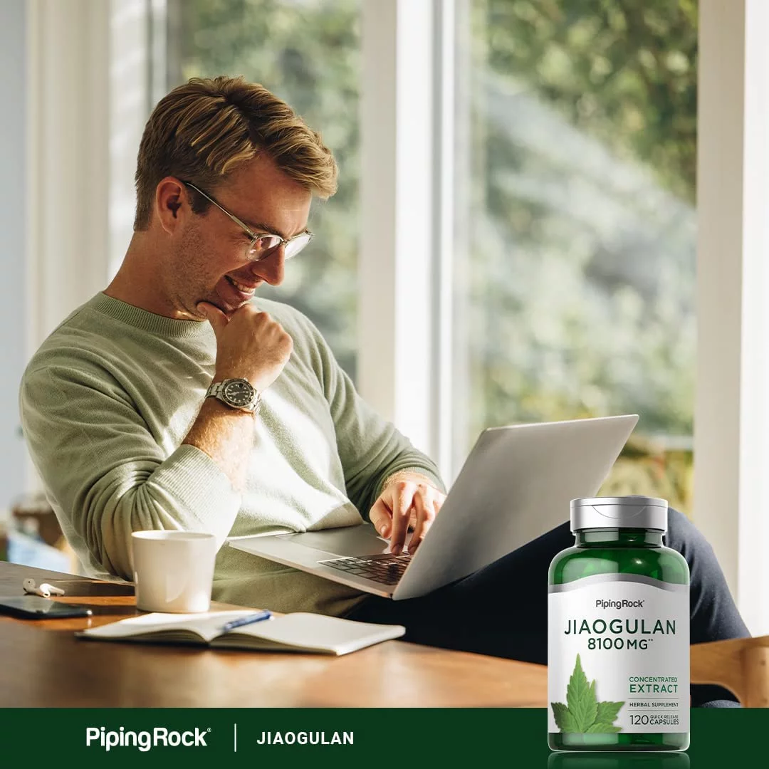 Jiaogulan Capsules 8100mg | 120 Count | Gynostemma Leaf Extract | by Piping Rock