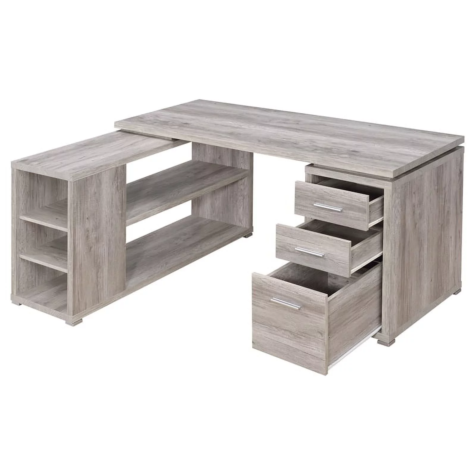 Home Square 2 Piece Set with L-Shaped Desk & Office Chair in Gray Driftwood/Gray