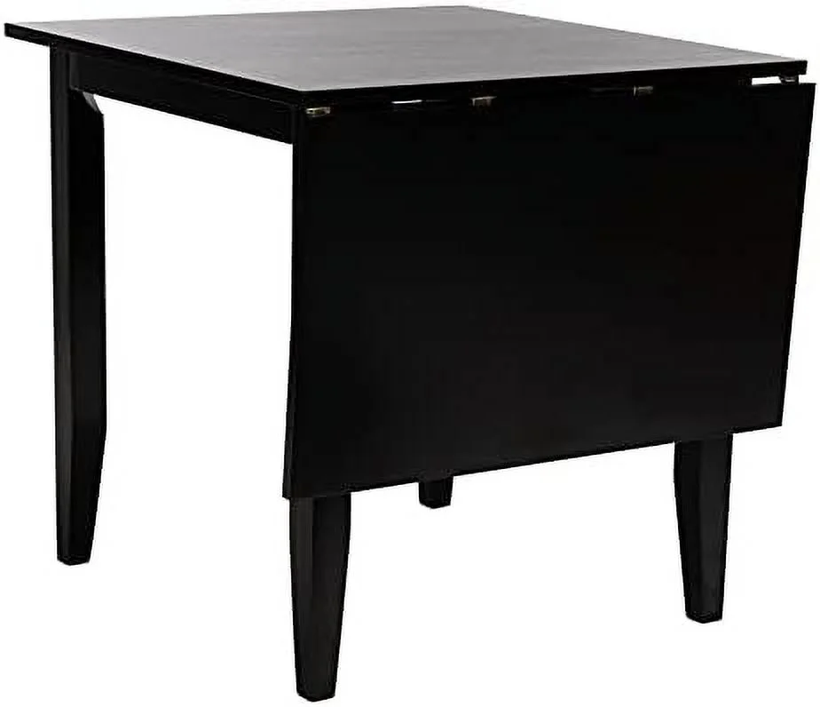 Home Collection Miliano Matte Black Drop End Leaf Dining Room Table DTB1404A, 0