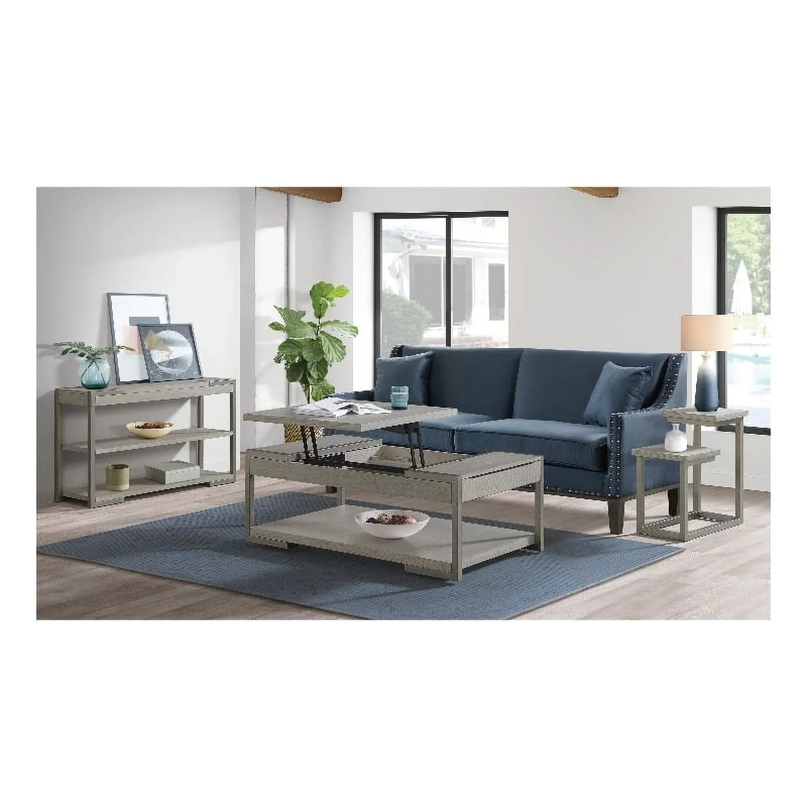 Riverside Furniture Venus Wood Rectangular Console Table in Off White