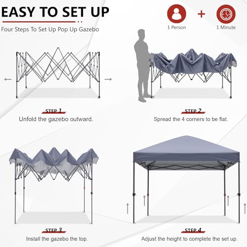 ABCCANOPY Pop Up Canopy - Outdoor Patio Portable Canopy Tent Heavy Duty for Backyard and Deck with 4 Sandbags(White, 10x10)