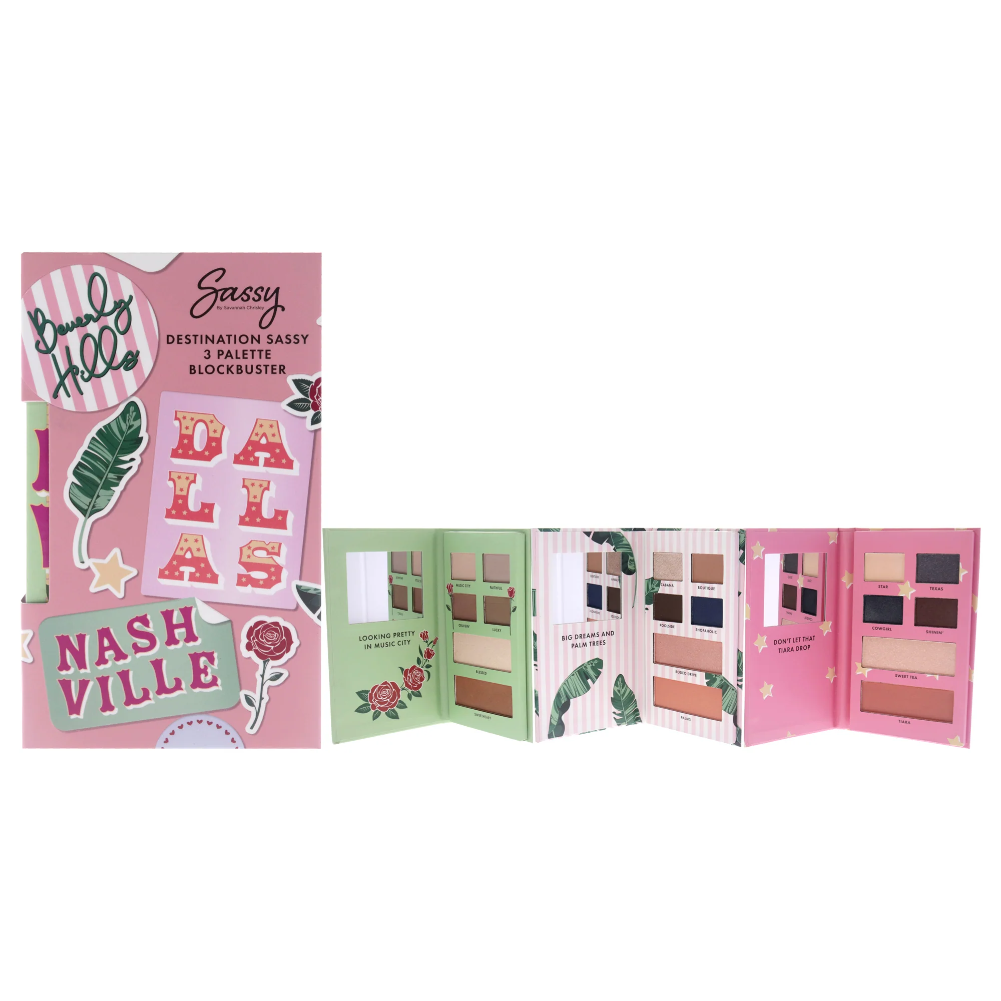 Destination Sassy 3 Palette Blockbuster Kit by Savannah Chrisley for Women - 3 Pc Palette - Nashville, Palette - Beverly Hills, Palette - Dallas