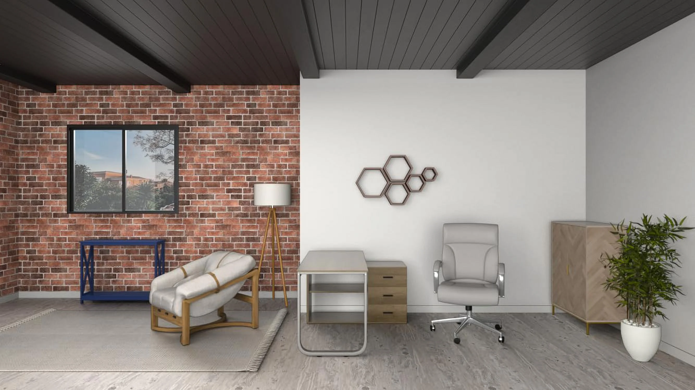 Console Table With Shelf, Cobalt Blue